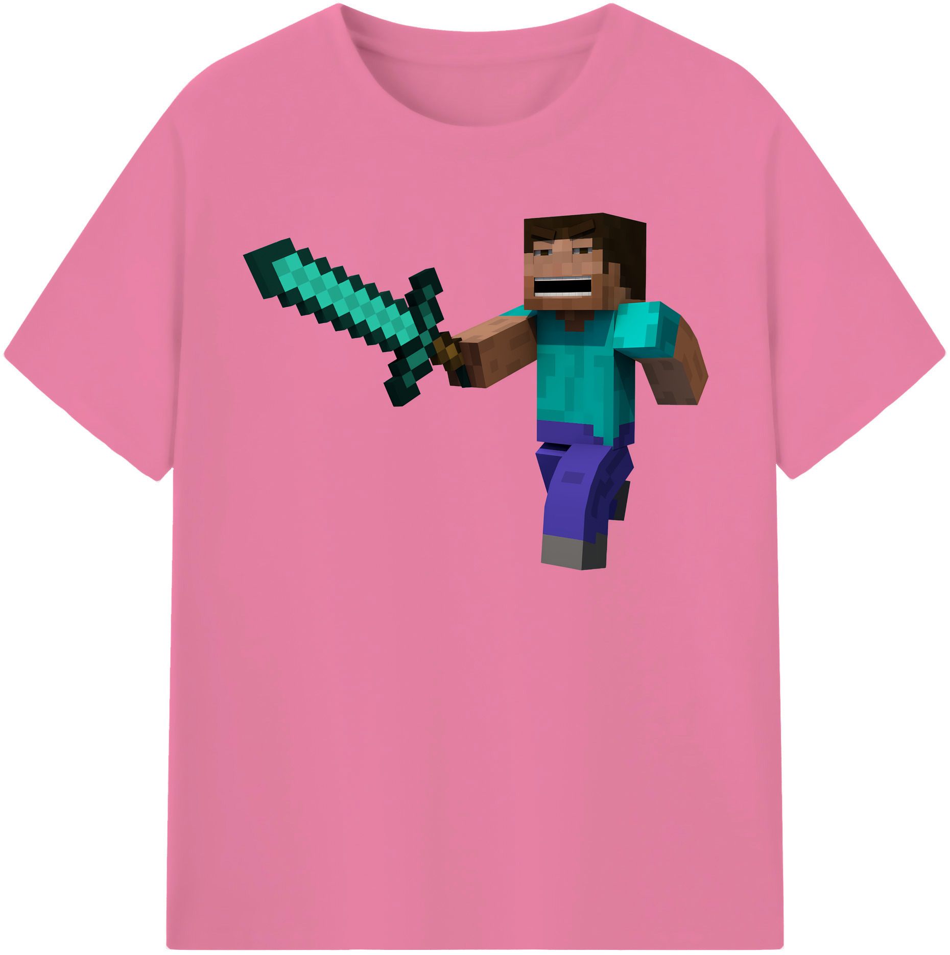 （画像用） マインクラフト ブロックの世界 Minecraft MC Block world 綿100％半袖Tシャツ（フロントプリント）